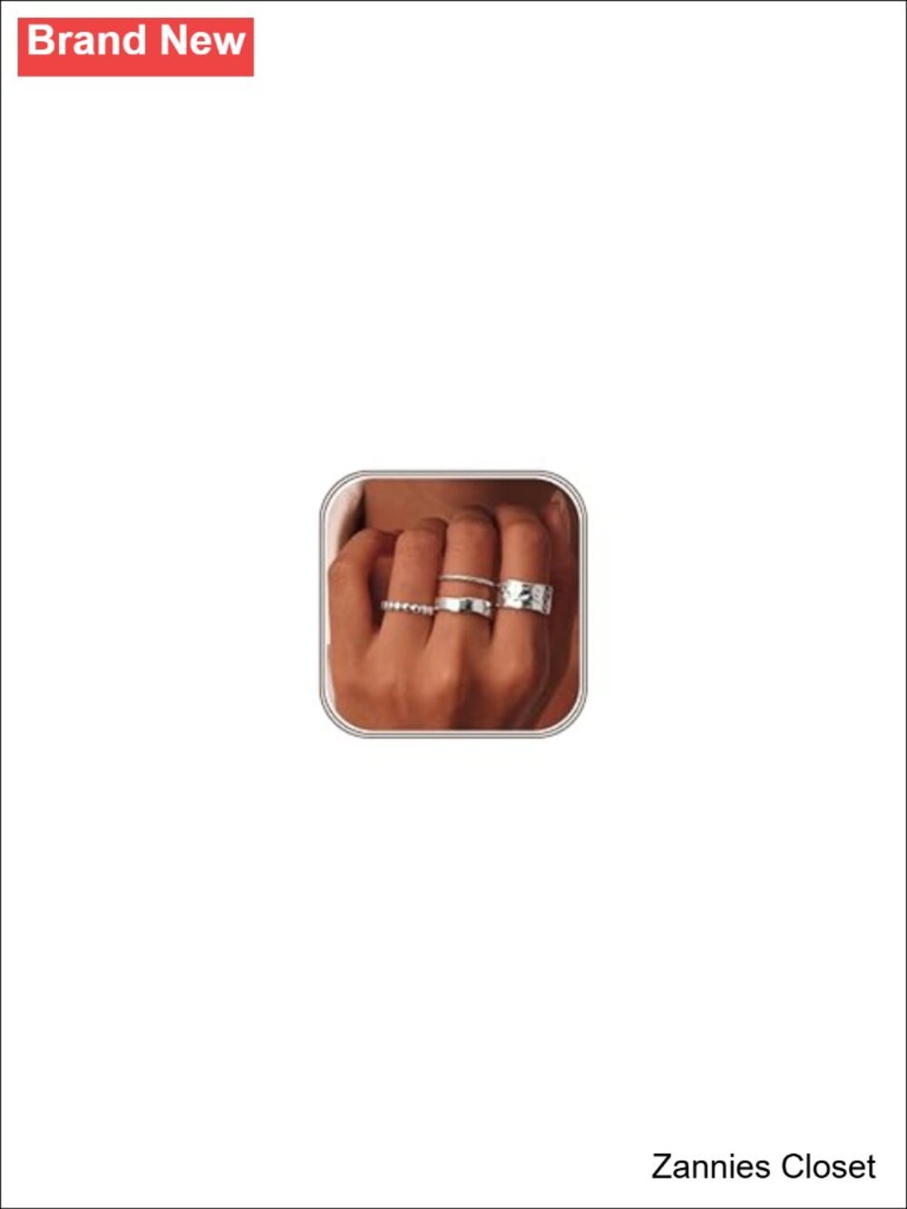💍 FUNRUN JEWELRY Silver Plated Chunky Stackable Rings Set